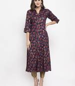 Navy-blue printed rayon kurtas-and-kurtis