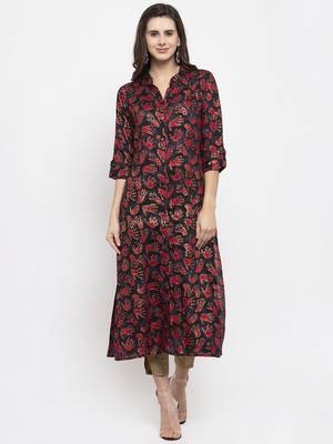 Black printed rayon kurtas-and-kurtis 1