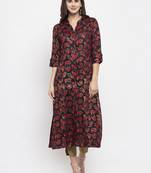 Black printed rayon kurtas-and-kurtis