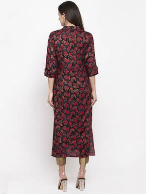 Black printed rayon kurtas-and-kurtis 3