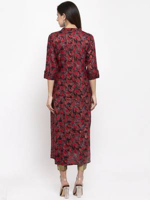 Brown printed rayon kurtas-and-kurtis 3