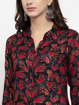 Black printed rayon kurtas-and-kurtis 4