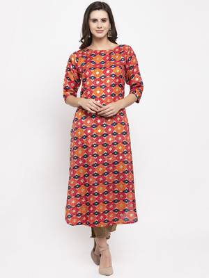 Magenta printed art silk kurtas-and-kurtis 1