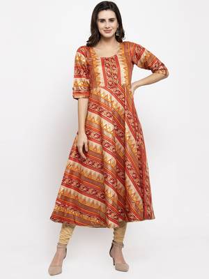 Maroon printed art silk kurtas-and-kurtis 1