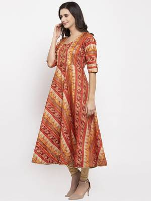 Maroon printed art silk kurtas-and-kurtis 2