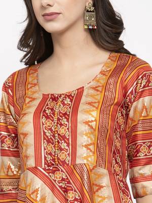 Maroon printed art silk kurtas-and-kurtis 4