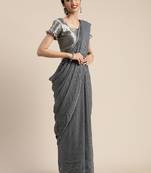 Grey embroidered georgette saree with blouse
