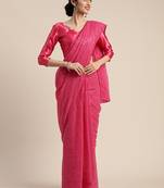 Pink embroidered georgette saree with blouse