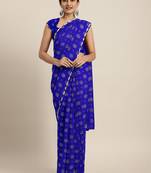 Blue printed georgette saree with blouse
