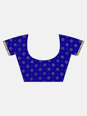 Blue printed georgette saree with blouse 3