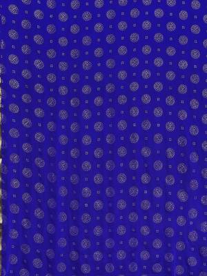 Blue printed georgette saree with blouse 4