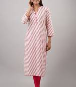 SVARCHI Women's Cotton Cambric Lehriya Print Straight Kurta (Pink)