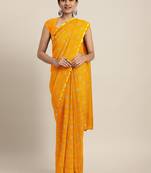 Yellow printed georgette saree with blouse