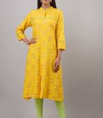 SVARCHI Women's Rayon Floral Print A-Line Kurta (Brown)