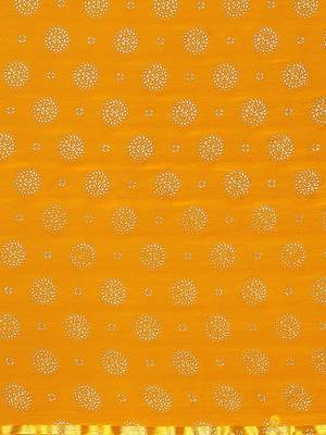 Yellow printed georgette saree with blouse 4