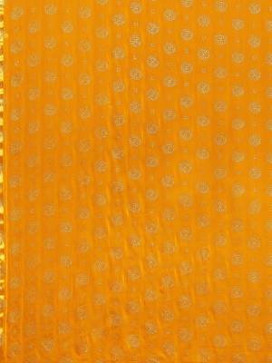 Yellow printed georgette saree with blouse 5