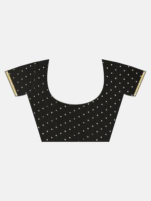 Black printed georgette saree with blouse 3