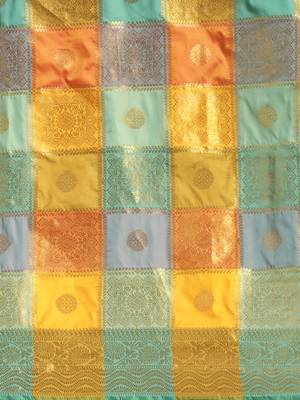 Multicolor woven silk blend saree with blouse 5