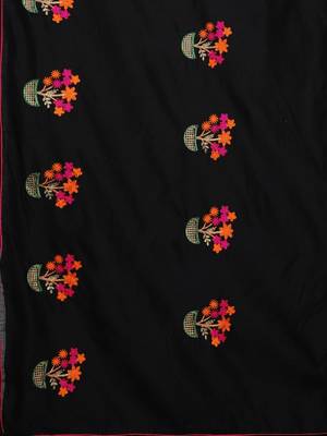 Black embroidered chanderi saree with blouse 4