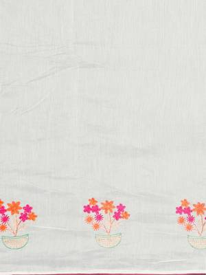 White embroidered chanderi saree with blouse 5