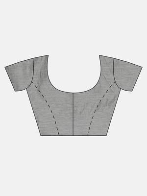 Grey embroidered chanderi saree with blouse 3