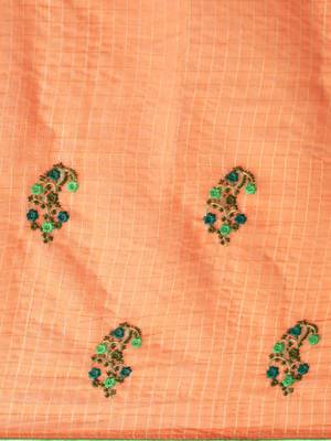 Orange embroidered chanderi saree with blouse 5