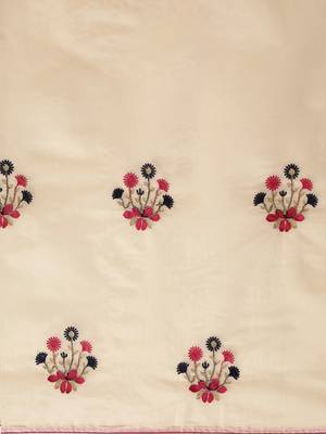 Beige embroidered chanderi saree with blouse 5