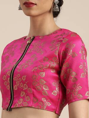 Green embroidered chanderi saree with blouse 4