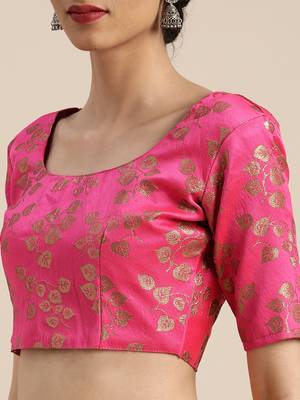 Yellow embroidered chanderi saree with blouse 4