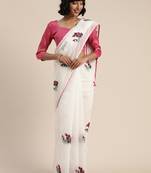 White embroidered chanderi saree with blouse