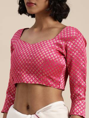White embroidered chanderi saree with blouse 4