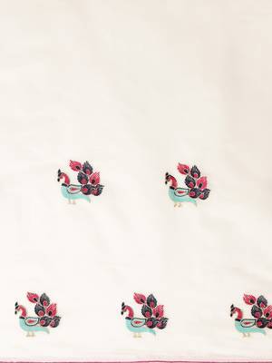 White embroidered chanderi saree with blouse 5