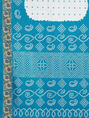 White printed silk blend saree with blouse 5