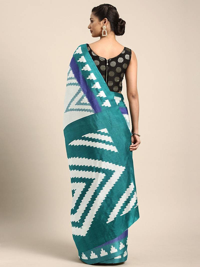 Women's Viscose Silk Off White Printed Designer Saree With Blouse Piece main image 1