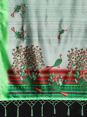 Grey printed silk blend saree with blouse 5