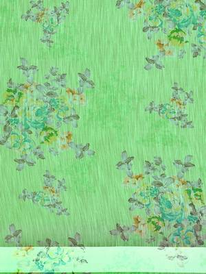 Green printed blended cotton saree with blouse 5
