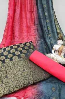 Grey jacquard jacquard salwar