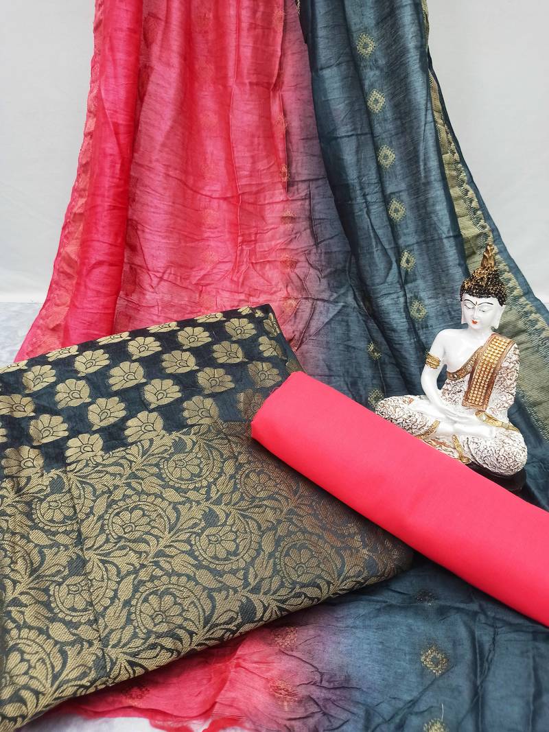 Grey jacquard jacquard salwar