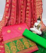 Peach jacquard banarasi salwar