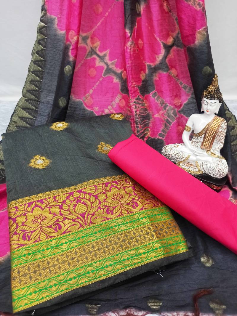 Dark-grey jacquard banarasi salwar