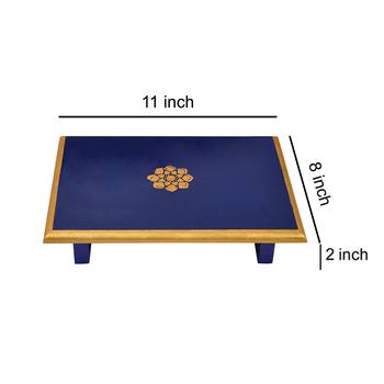 Hand painted Wooden Blue Living Room Bedroom Decor End Table Coffee Table  4