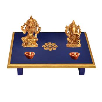 Hand painted Wooden Blue Living Room Bedroom Decor End Table Coffee Table  5