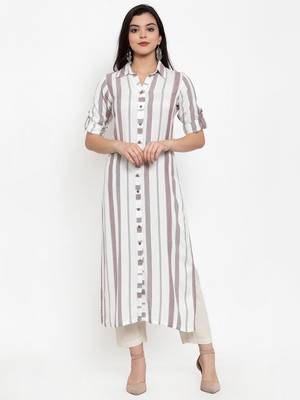 Off-white printed rayon kurtas-and-kurtis 1