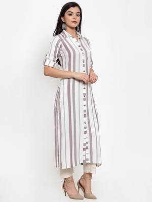 Off-white printed rayon kurtas-and-kurtis 2