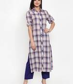 Off-white printed cotton kurtas-and-kurtis