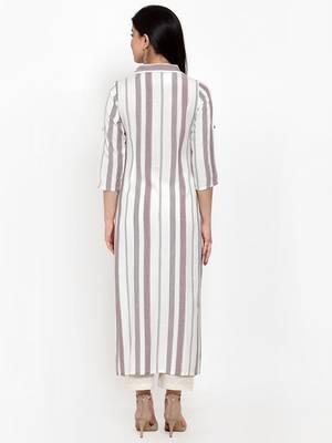 Off-white printed rayon kurtas-and-kurtis 4