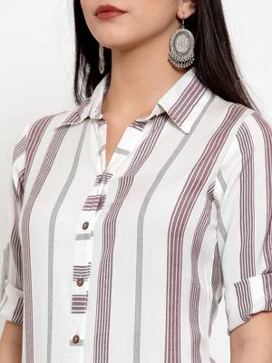 Off-white printed rayon kurtas-and-kurtis 5