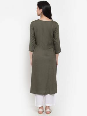 Green embroidered rayon kurtas-and-kurtis 3