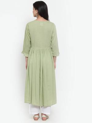 Olive embroidered rayon kurtas-and-kurtis 3