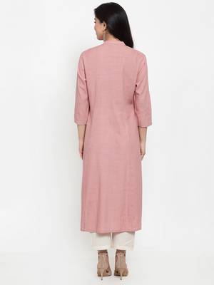 Light-pink embroidered rayon kurtas-and-kurtis 3